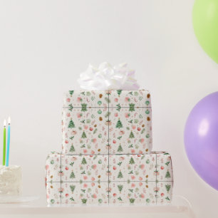 Cosy Watercolor Christmas Elements Seamless Patter Wrapping Paper