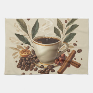 Cosy Watercolor Coffee Kitchen Towel