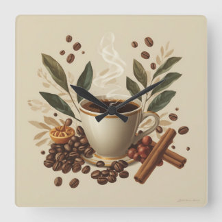 Cosy Watercolor Coffee Wall Clock
