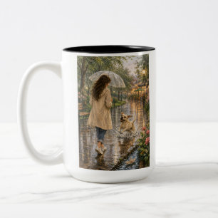 Cosy Watercolor Dog Illustration Two-Tone Coffee Mug