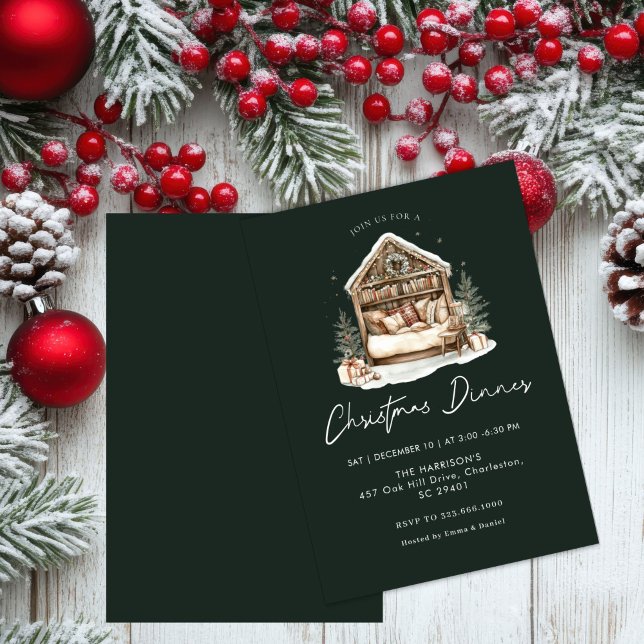 Cosy watercolor  Holiday Dinner Christmas Invitation (Creator Uploaded)