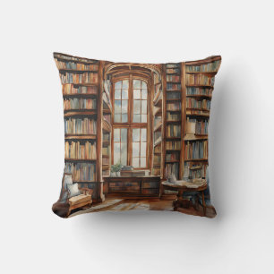 Cosy Watercolor Library Cushion