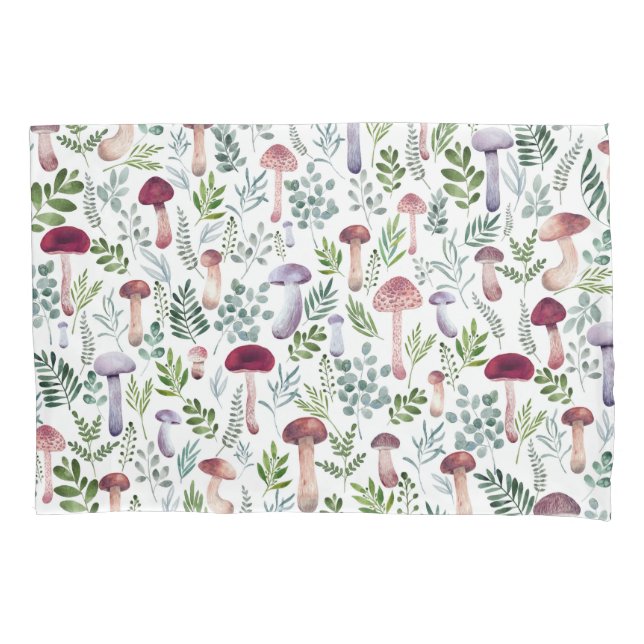 Cosy Watercolor Mushrooms Pattern   Pillowcase (Front)