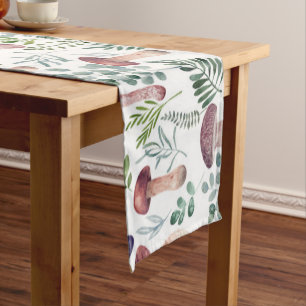 Cosy Watercolor Mushrooms Pattern    Short Table Runner