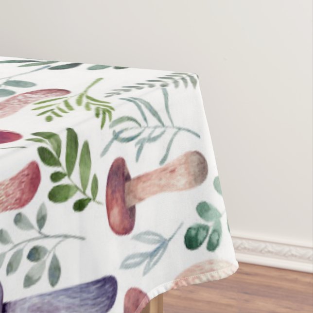Cosy Watercolor Mushrooms Pattern   Tablecloth (In Situ)