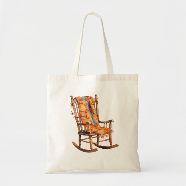 Cosy Watercolor Rocking Chair Illustration Tote Bag (Front)