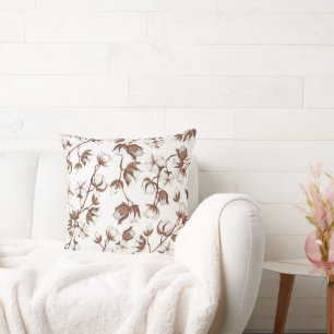 Cosy watercolor simple flower cotton Throw Pillow