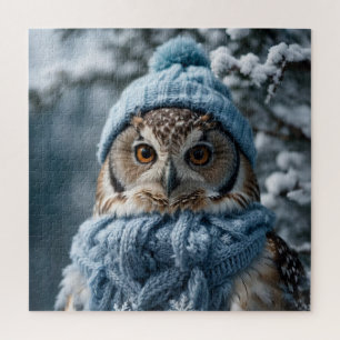 Cosy Whimsical Winter Wonderland Owl Jigsaw Puzzle