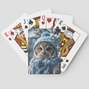 Cosy Whimsical Winter Wonderland Owl Playing Cards