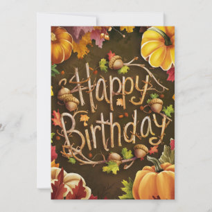 Cosy Whimsical Wish Autumn Fall Happy Birthday Card