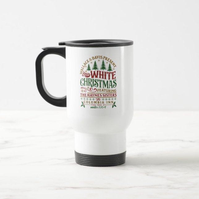 Cosy White Winter Holiday Movie – Merry Christmas Travel Mug (Left)