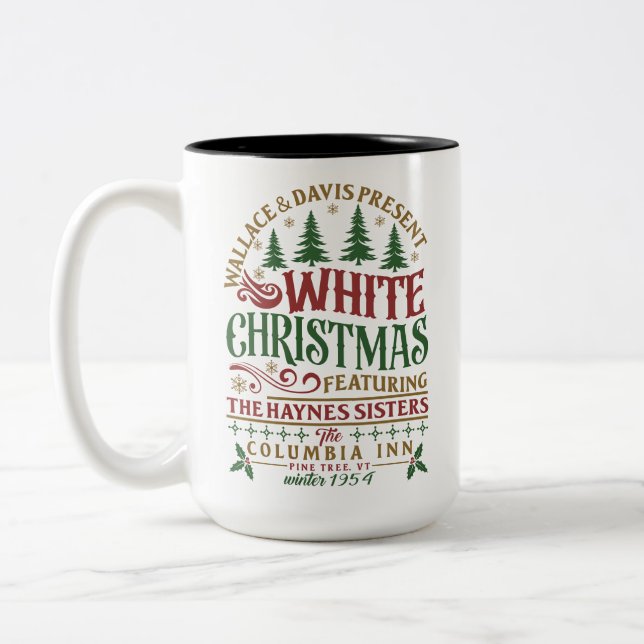Cosy White Winter Holiday Movie – Merry Christmas Two-Tone Coffee Mug (Left)
