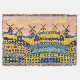 Cosy Windmill Tulip Field Blanket