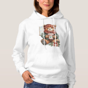 Cosy Winter Bear Hug Festive Crop Hoodie – Embra