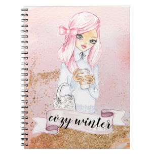cosy winter blogger girl planner notebook