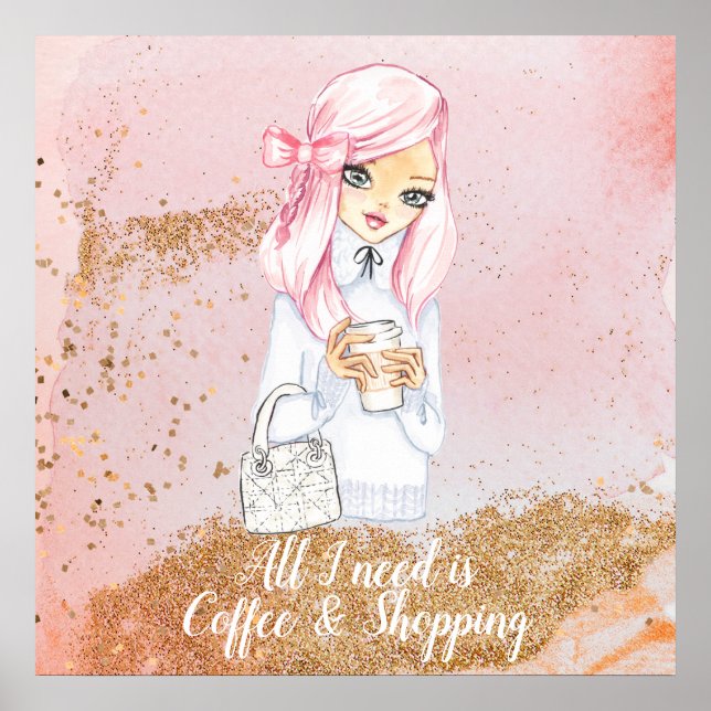 cosy winter blogger girl planner poster print (Front)