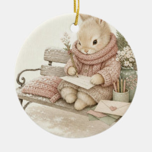 Cosy Winter Bunny Letter Writing Ornament