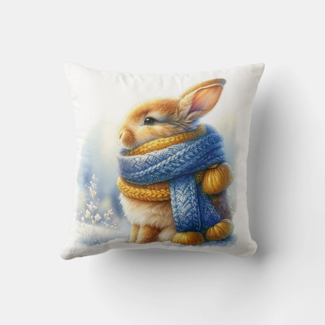 Cosy Winter Bunny Rabbit Cushion (Back)