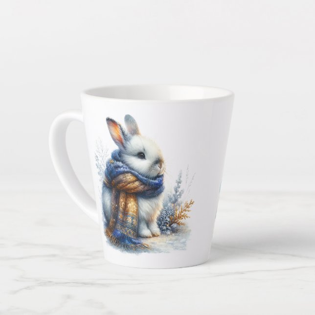 Cosy Winter Bunny Rabbit Latte Mug (Left Angle)