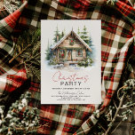 Cosy Winter Cabin Christmas Party Invitation<br><div class="desc">Cosy Winter Cabin Christmas Party Invitation - featuring a rustic,  watercolor country cabin in the woods all decked out for the holiday season.</div>