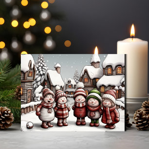 Cosy Winter Cheer with Snowmen Friends Holiday Card