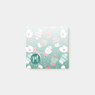 Cosy Winter Christmas Mittens Pattern in Green Post-it Notes