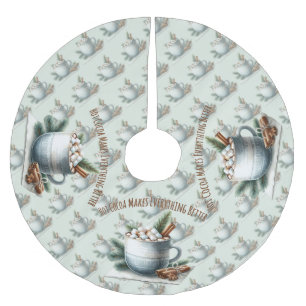 Cosy Winter Cocoa Marshmallow Mug Scene Brushed Polyester Tree Skirt