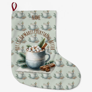 Cosy Winter Cocoa Marshmallow Scene Large Christmas Stocking