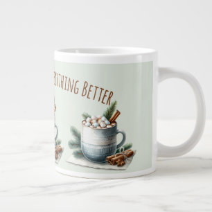Cosy Winter Cocoa Marshmallow Scene Large Coffee Mug