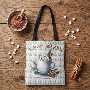 Cosy Winter Cocoa Marshmallow Scene Tote Bag