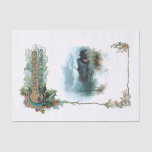 Cosy Winter Cottage and Ornate Christmas Greetings Tissue Paper