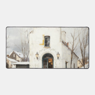 Cosy Winter Cottage Desk Mat