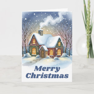 Cosy Winter Cottage Glow Christmas Holiday Card