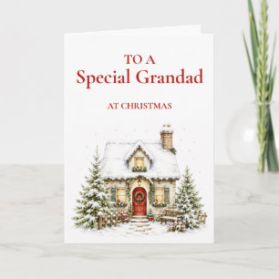 Cosy Winter Cottage Grandad Christmas Card
