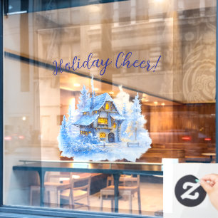 Cosy Winter Cottage Holiday Cheer Decor Business Window Cling