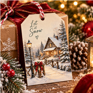 Cosy Winter Cottage Let It Snow Christmas Gift Tag