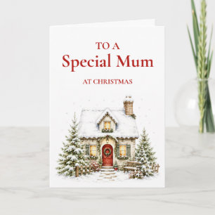Cosy Winter Cottage Mum Christmas Card