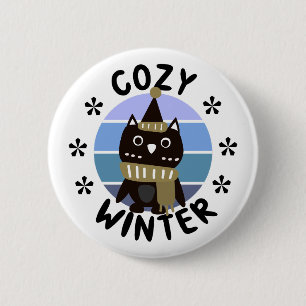 Cosy Winter, Cute Owl 6 Cm Round Badge