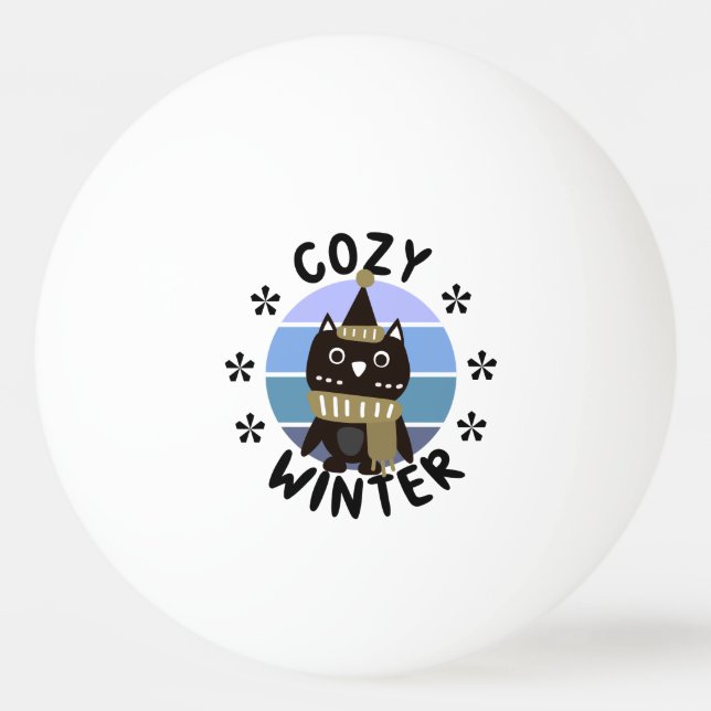 Cosy Winter, Cute Owl Ping Pong Ball (Front)