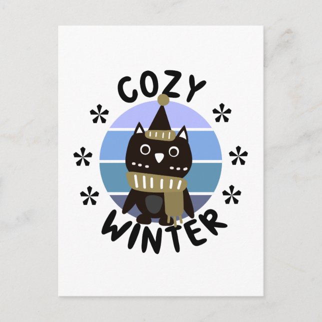 Cosy Winter, Cute Owl Postcard (Front)