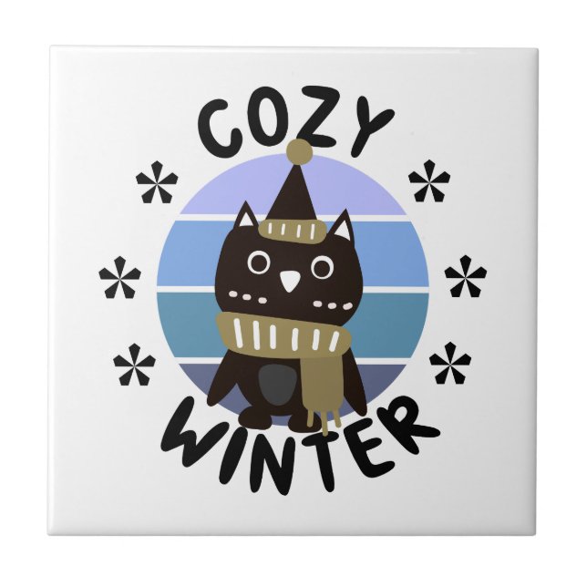 Cosy Winter, Cute Owl Tile (Front)