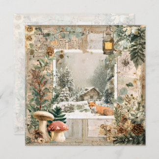Cosy Winter Deep Cottagecore Scrapbook Page  Invitation