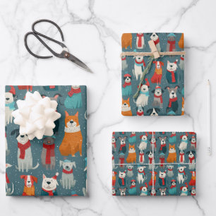 Cosy Winter Dog Christmas Wrapping Paper Sheet