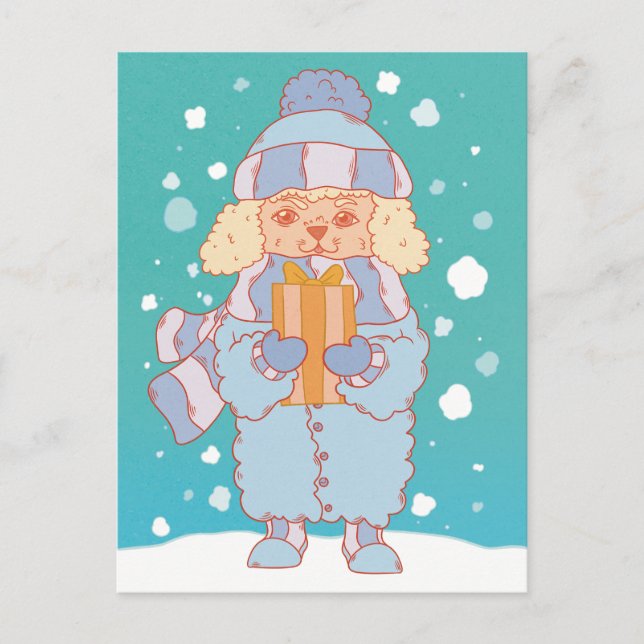 Cosy Winter Dog Postcard (Front)
