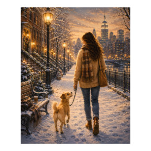 Cosy Winter Evening Walk with My Best Friend Photo Print