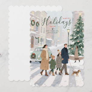 Cosy Winter Family Christmas Town Walk TMF26 Holiday Card