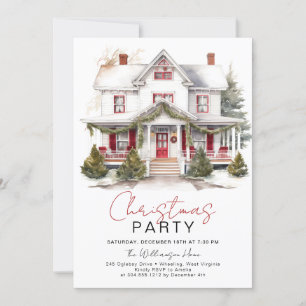 Cosy Winter Farmhouse Home Christmas Party  Invitation