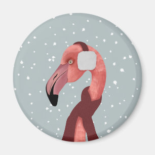 Cosy Winter Flamingo With Scarf  Magnet