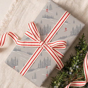 Cosy Winter Forest Skiers Nordic Alpine Christmas Wrapping Paper