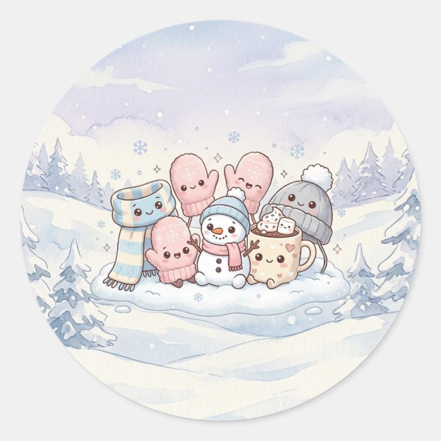 Cosy Winter Friends Sticker (Front)